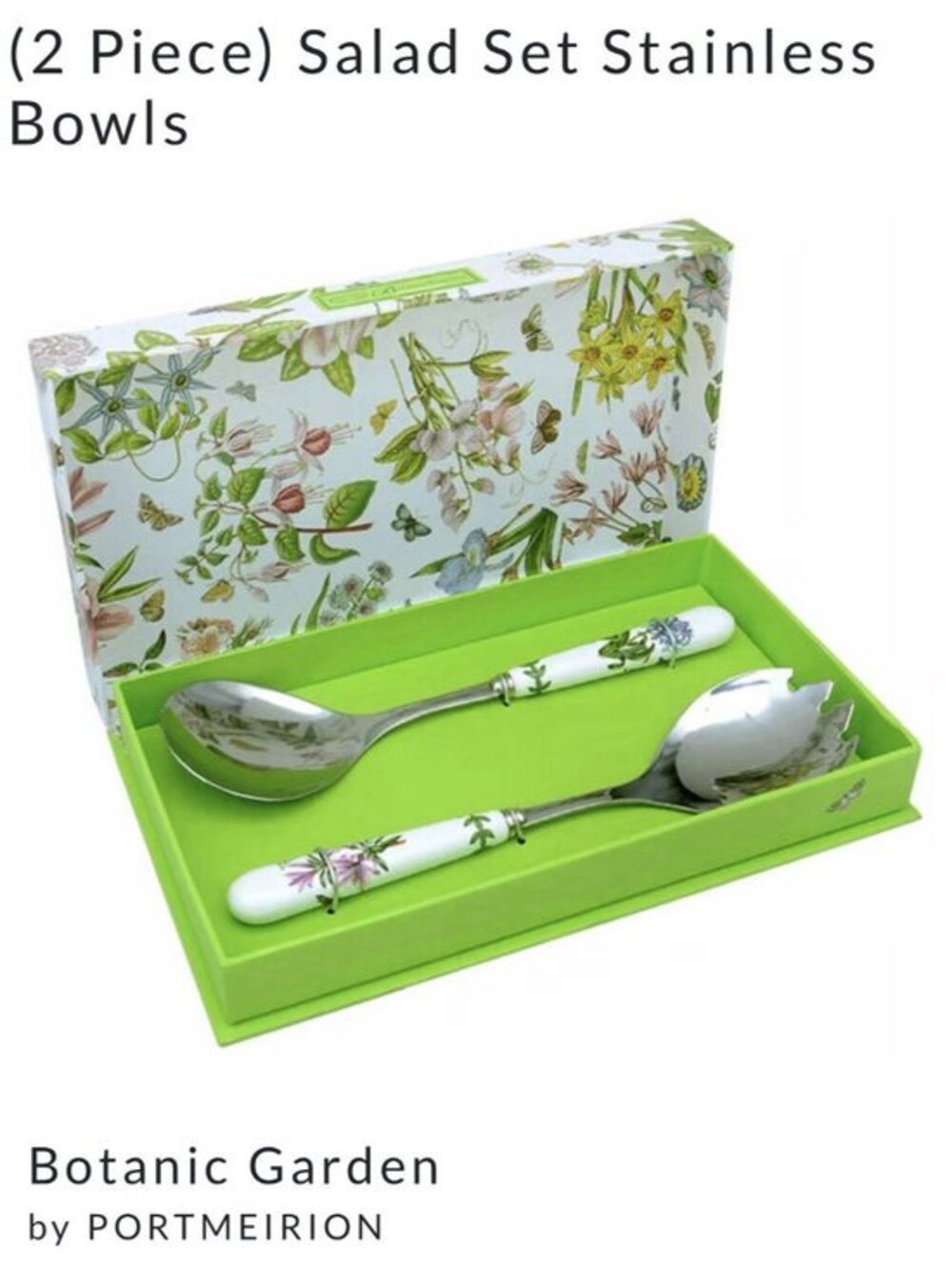 Portmeirion Botanic Garden Set of 2 Salad Servers Porcelain 10” NEW